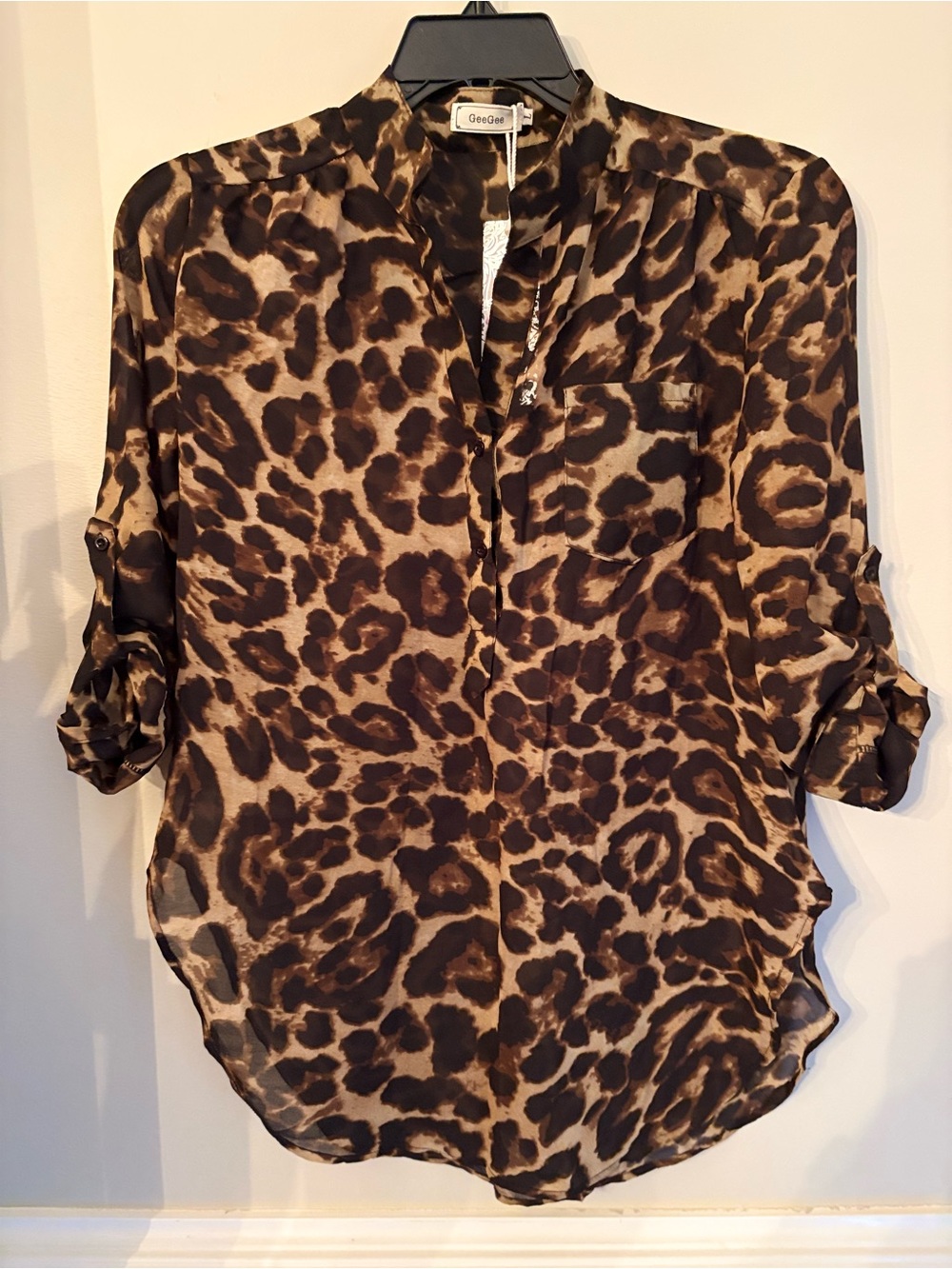 NWT GeeGee Animal Print Blouse L